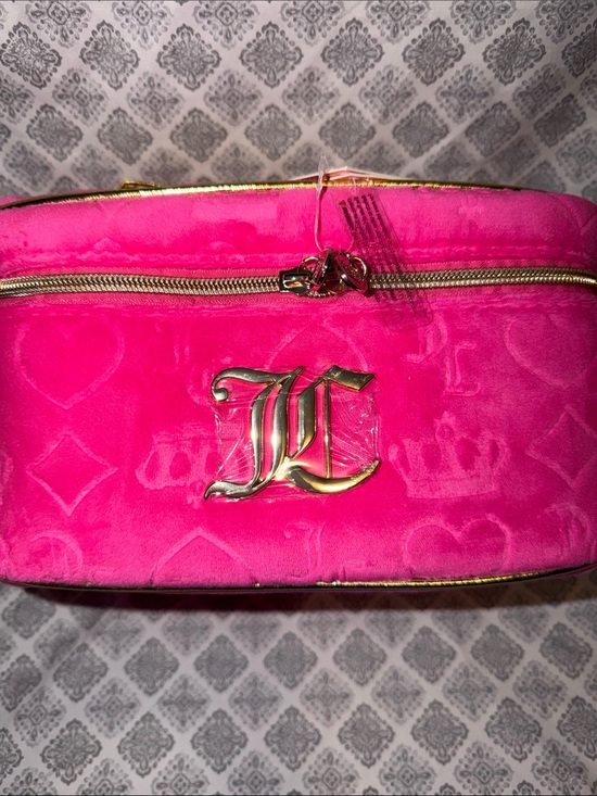 Juicy Couture Handbags - Juicy Couture Hot Pink Velvet Cosmetic Case with Gold Logo